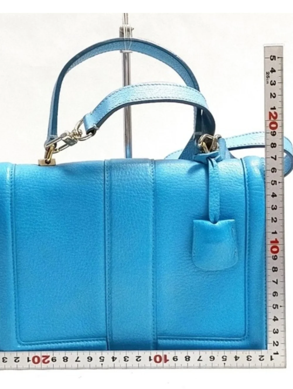 MCM Sky Blue Leather Satchel